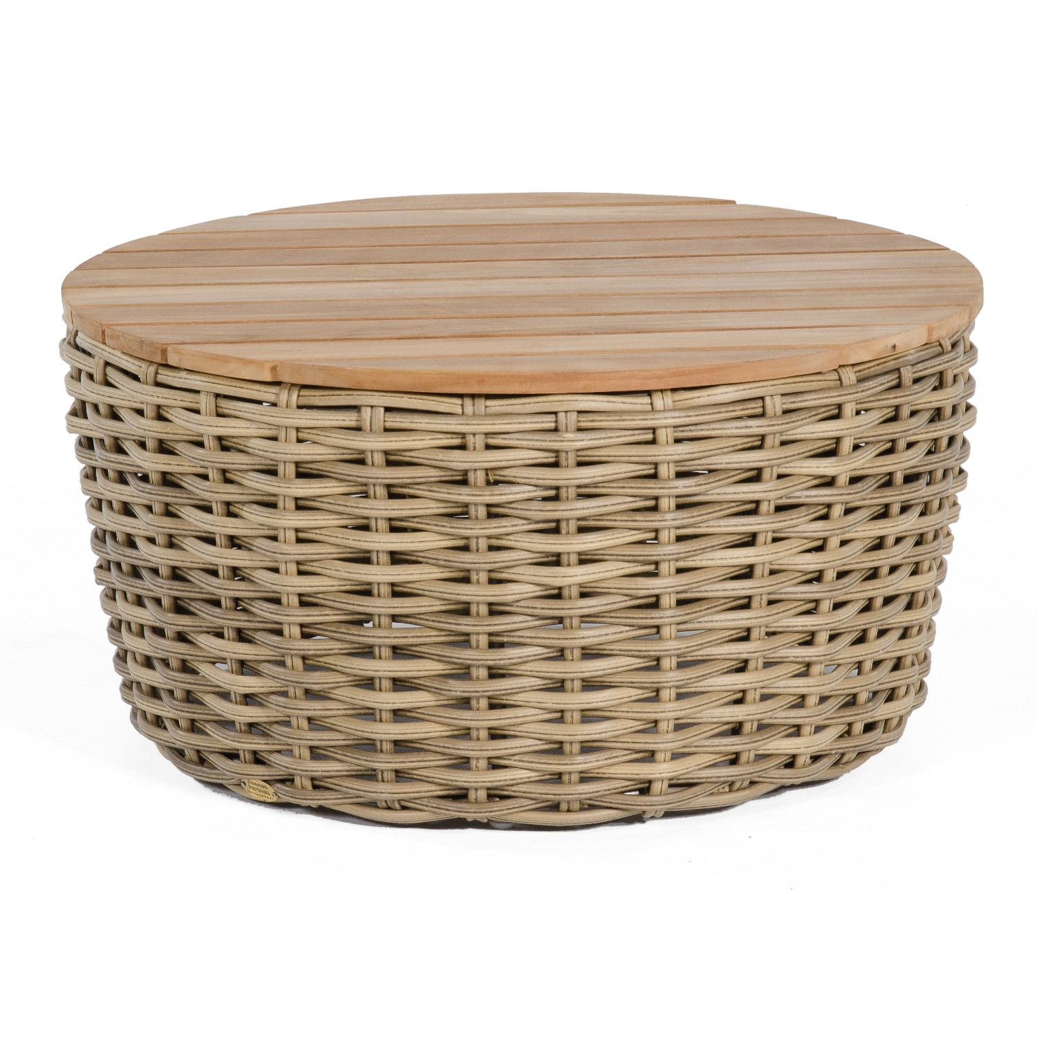 Sonnenpartner Sands Loungetisch Ø 91 cm Alu/Teakholz mit Polyrattan Light Oaks