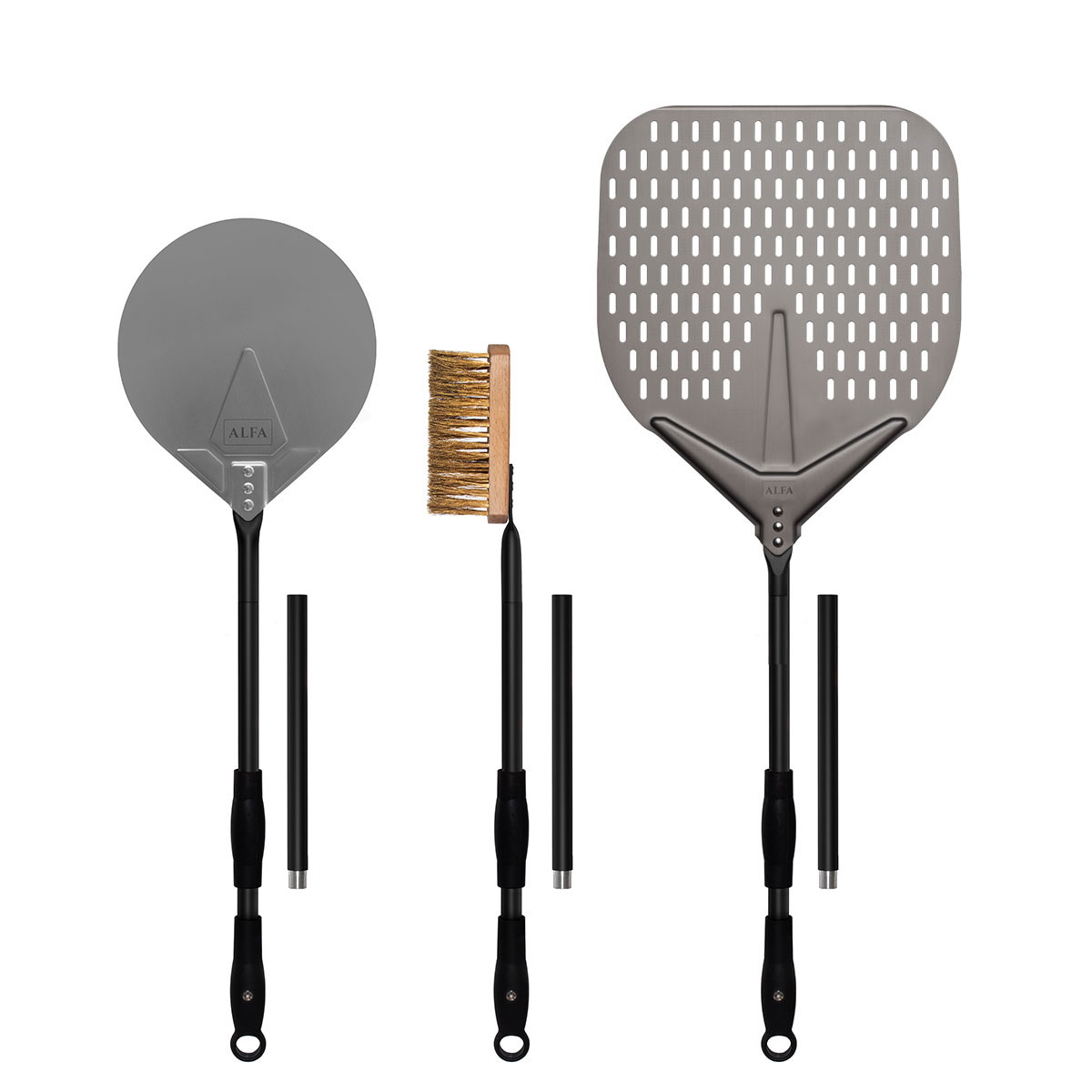 Alfa Forni Pizza Schaufel Set XL Ø 40 cm Schaufel + Wender + Reinigungsbürste AC-SETPALE-XL