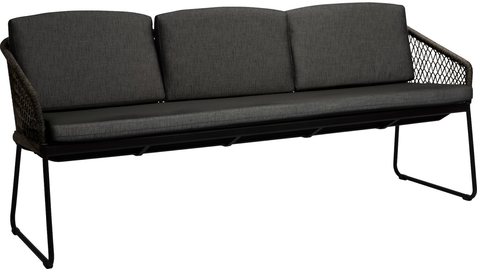 Stern Odea 3-Sitzer Kufenbank Gartensofa Lounge-Bank Gartenbank mit Kissen schwarz