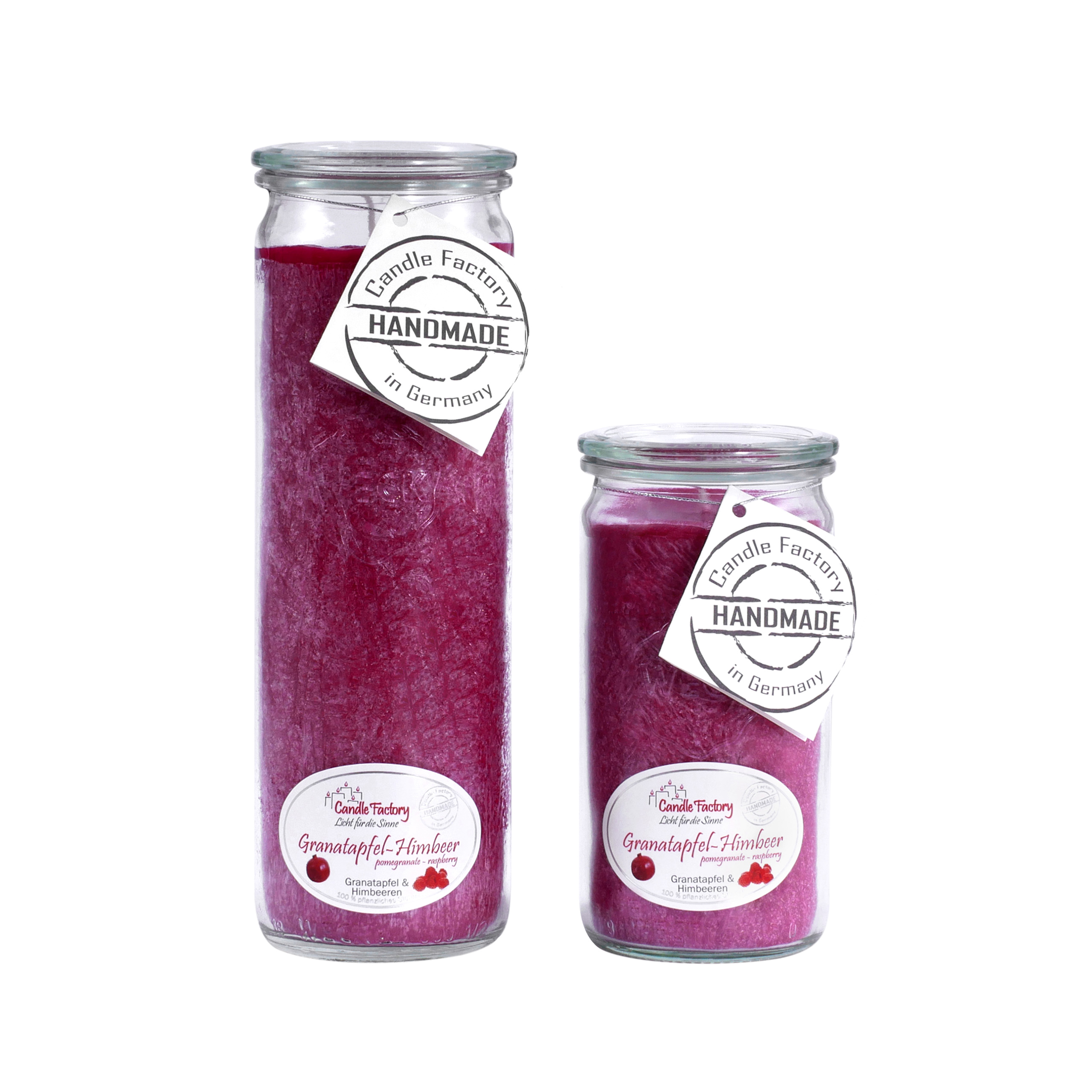 Candle Factory Kerzen-Set Granatapfel Himbeer Big + Mini Jumbo Duftkerze
