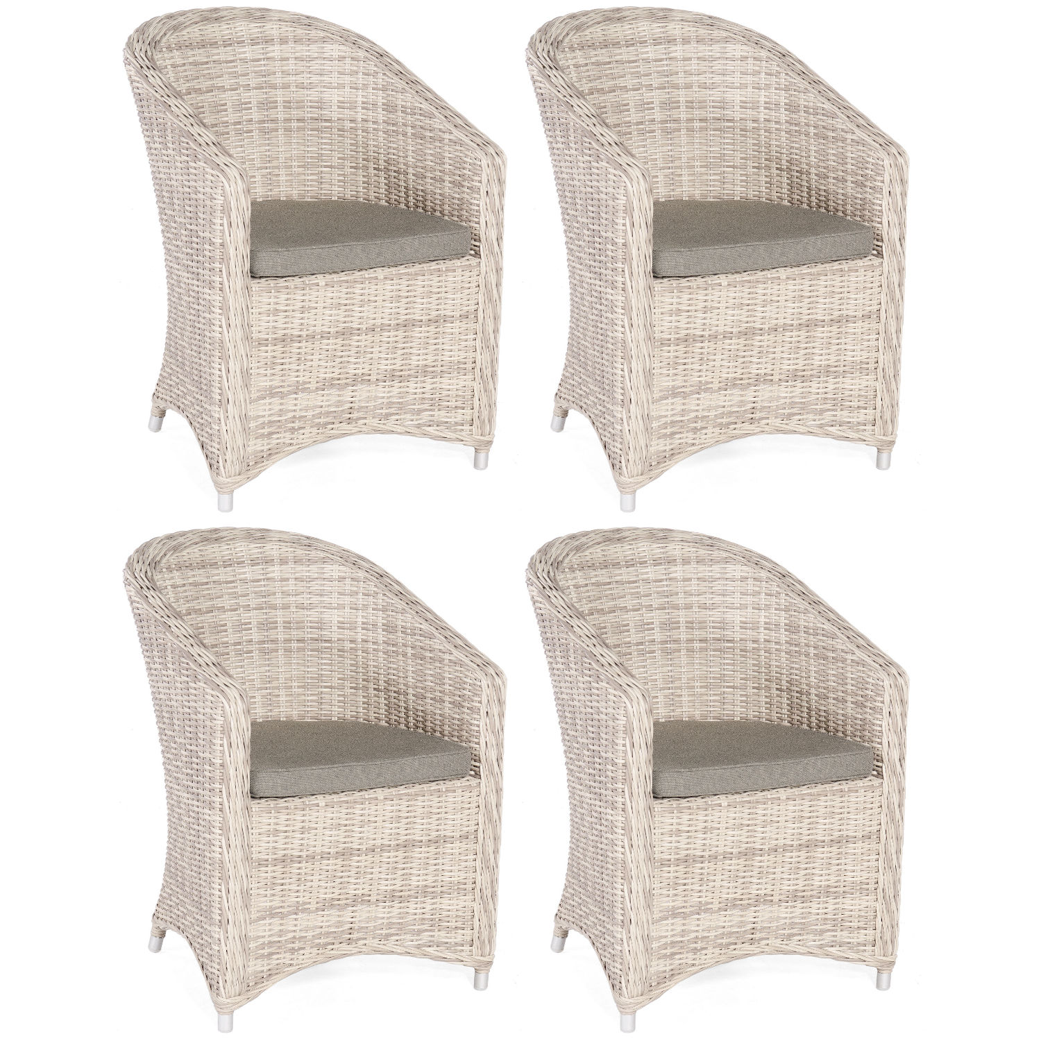 Sonnenpartner 4x Garten-Sessel Solana Aluminium/Polyrattan white-coral Gartenstuhl