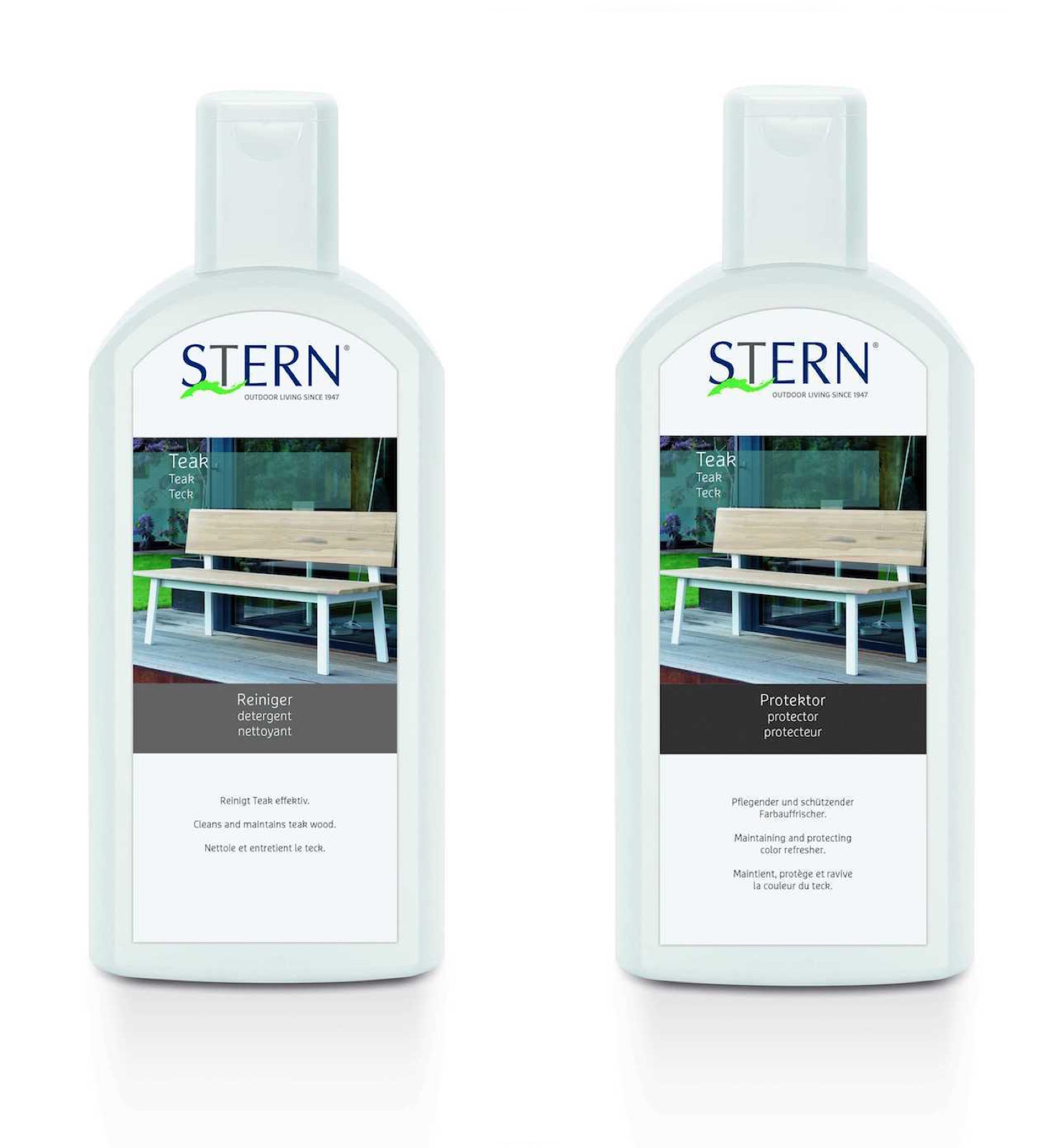 Stern Teak SET Reiniger 2 in 1 und Protektor Teakholzreiniger Pflegemittel je 500 ml