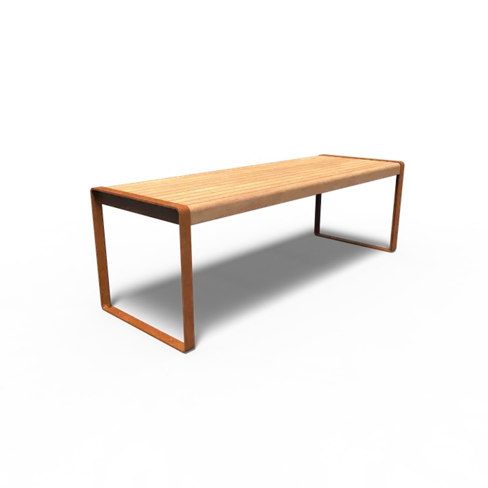 Adezz Gartentisch Serie STORR 230 x 79 x 75 cm Holzplatte aus Garapa Rahmen aus Cortenstahl