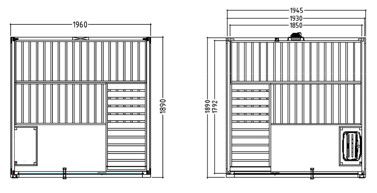 Harvia Family Large Saunakabine Massivholzsauna aus Fichte 196x189x204 cm