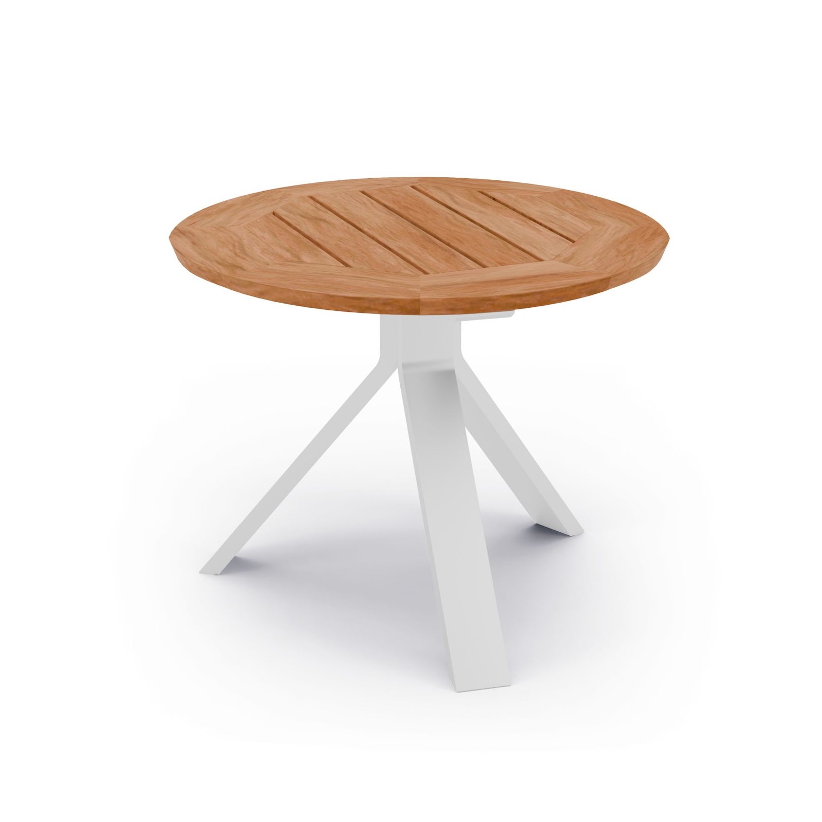 Stern Freddie Beistelltisch Gartentisch Aluminium Weiß Teakholz-Platte