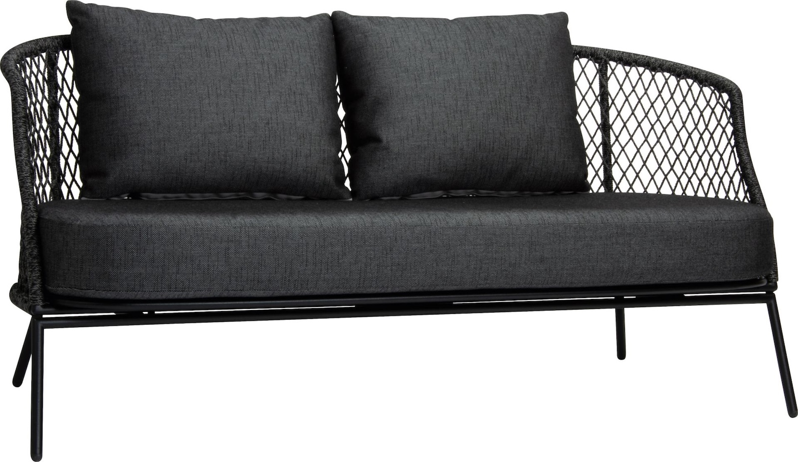 Stern Odea 2-Sitzer Lounge-Sofa Gartensofa Lounge-Bank Gartenbank mit Kissen schwarz