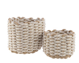 Kaemingk Aufbewahrungskörbe 2er Set Korb gewebtes Seil weiß