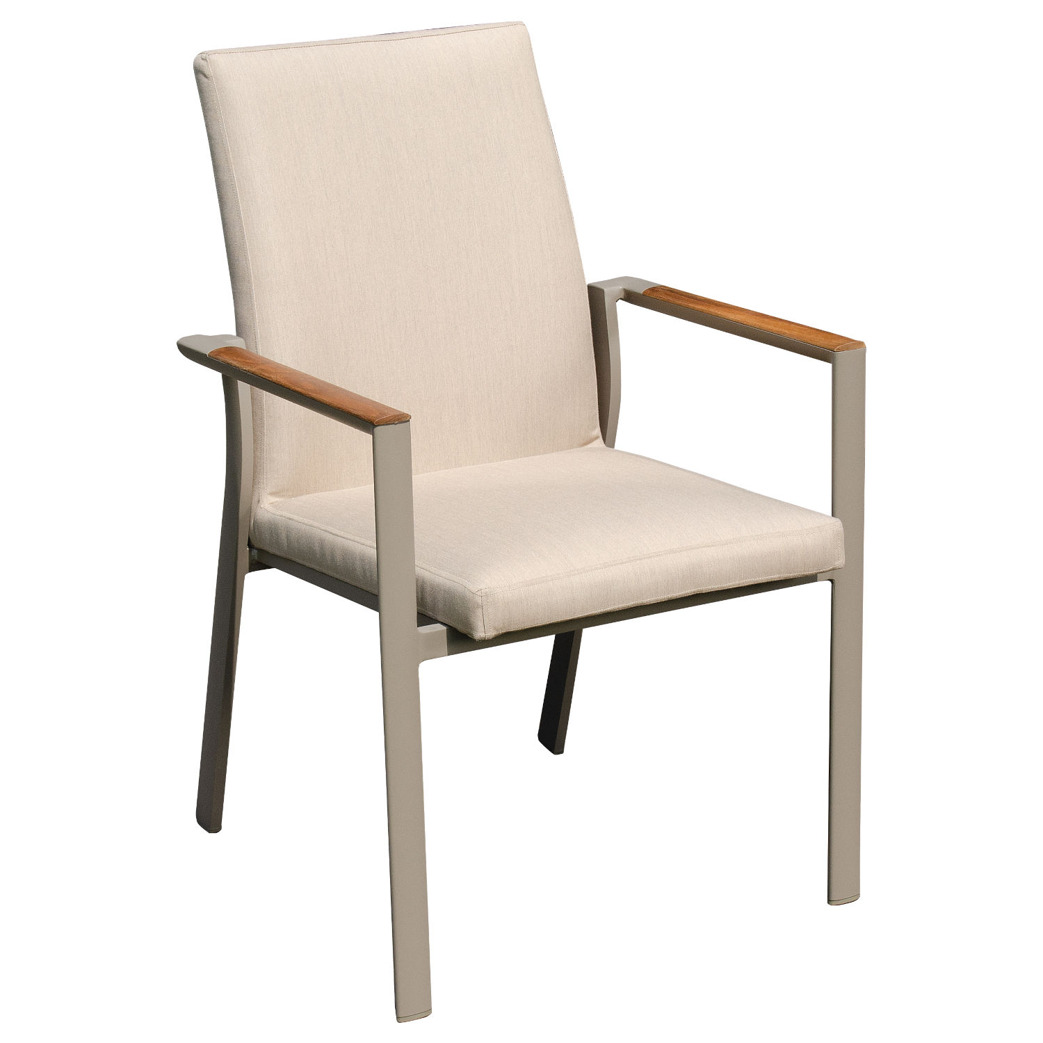 Sonnenpartner United 4er-Set Stapelsessel Stapelstuhl Aluminium champagner/Teakholz