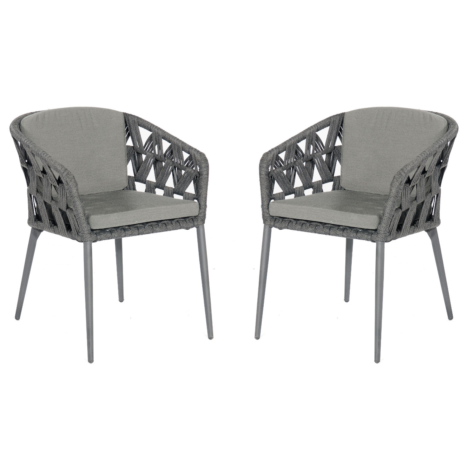 Sonnenpartner 2er-Set Gartensessel Fairmont Aluminium mit Polyrope schwarzgrau Gartenstuhl Sessel