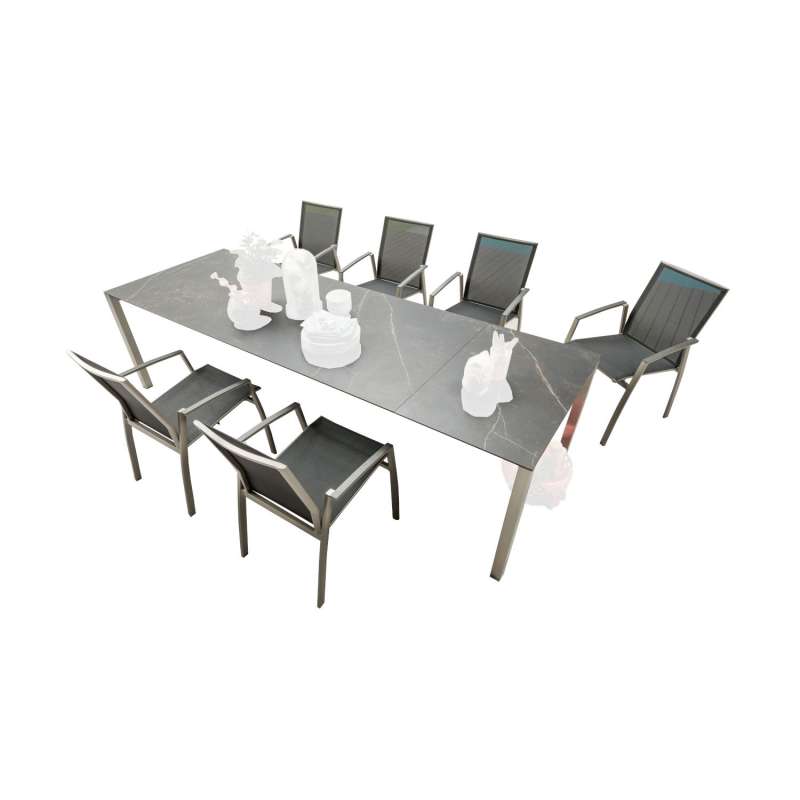 SIT Mobilia 7-tlg Sitzgruppe Etna/Argentina Edelstahl/Dekton/schwarz 210x95 cm