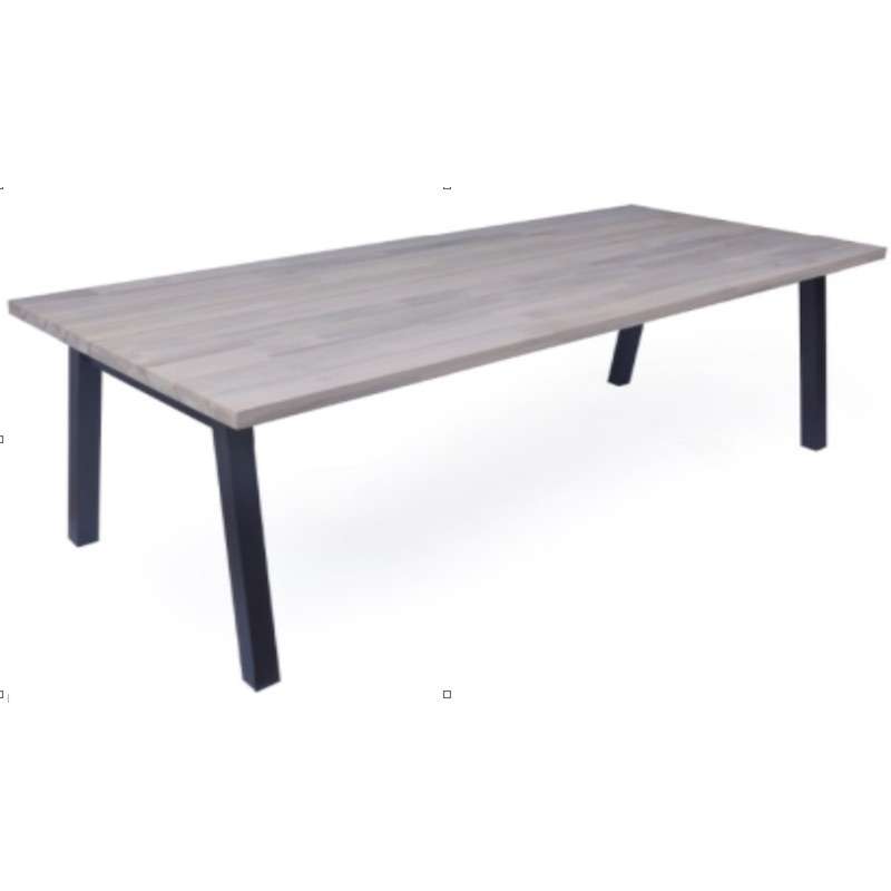 Aqua-Saar Ventura Gartentisch 240 x 100 Teakholz Tischplatte instant grey Esstisch