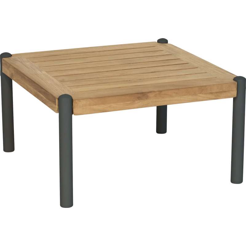 Stern Taro Beistelltisch Gartentisch 50x50x28 cm Aluminium Anthrazit Teak