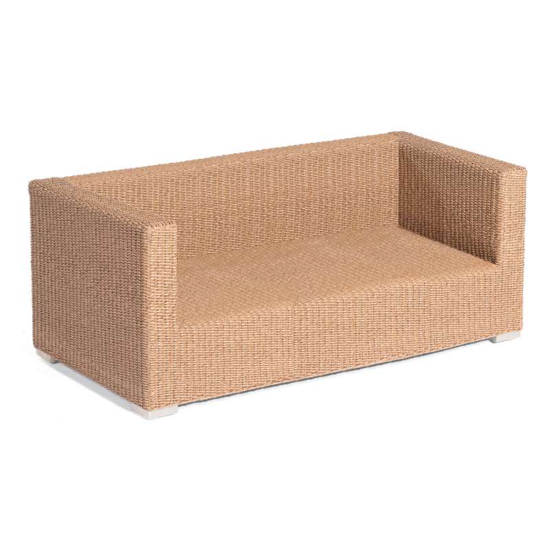 Sonnenpartner 2-Sitzer Lounge-Sofa Residence Aluminium mit Polyrattan Hyazinthoptik inklusive Kissen