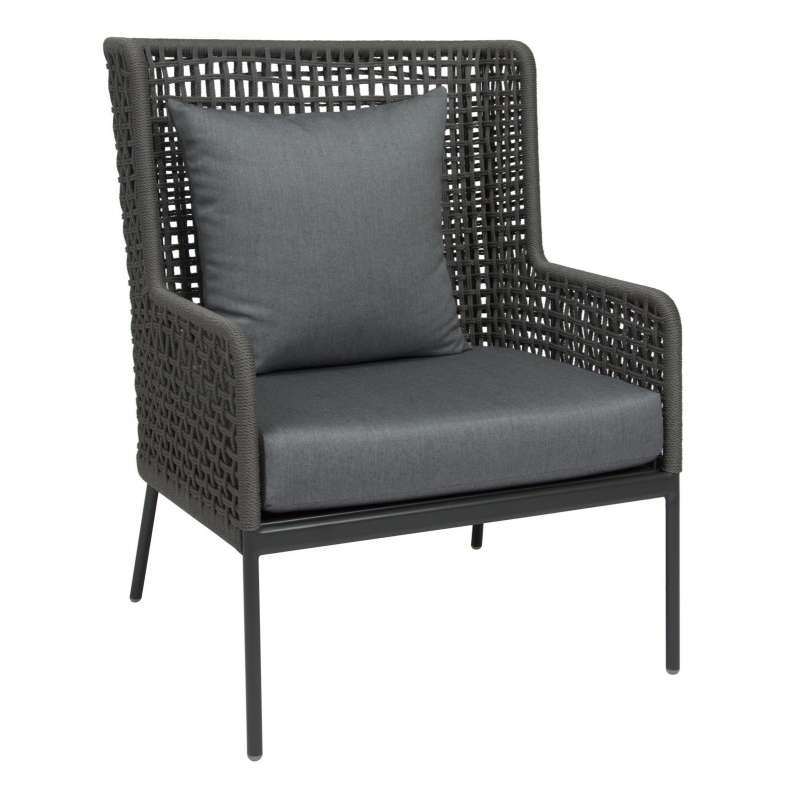 Stern Greta Lounge-Sessel Lounge-Stuhl Gartensessel mit Kissen schwarz/seidengrau
