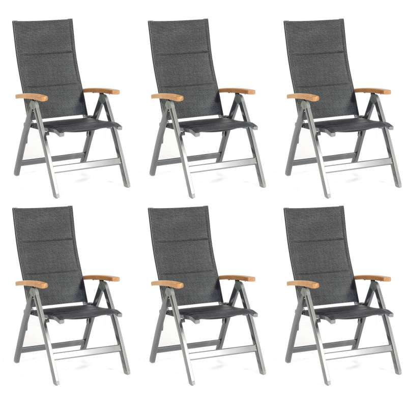 Sonnenpartner 6er-Set Klappsessel Sierra Aluminium mit Textilen anthrazit Klapp-Sessel Klappstuhl