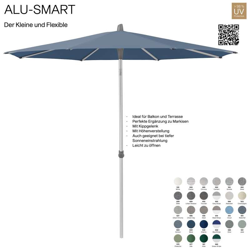 GLATZ Sonnenschirm ALU-SMART ø 300 cm Gestell natureloxiert Stoff 100 % Polyacryl verschiedene Farbe