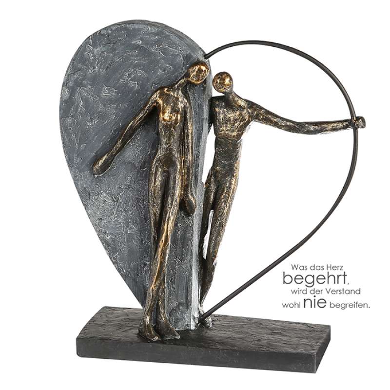 Casablanca Skulptur Herzklopfen Poly Metall bronzefarben/grau 31 cm