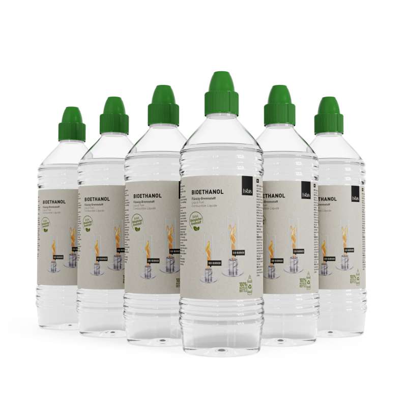 höfats Bioethanol SPIN Flüssig-Brennstoff für Tischfeuer 900/1200 Windlicht 6er Pack (6 x 1 Liter)