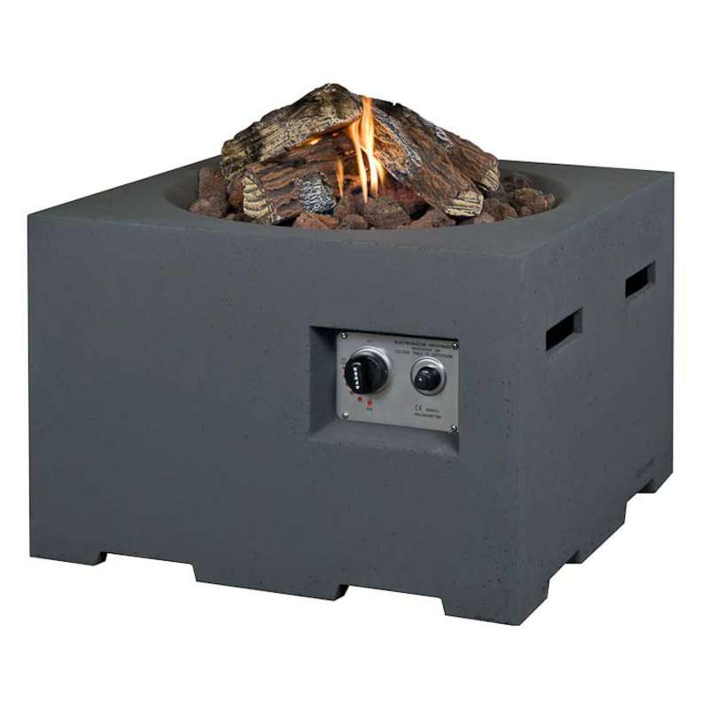 Happy Cocooning Mania Feuertisch 19,5 kW quadratisch groß 76x76x46 cm Beton-Optik grau