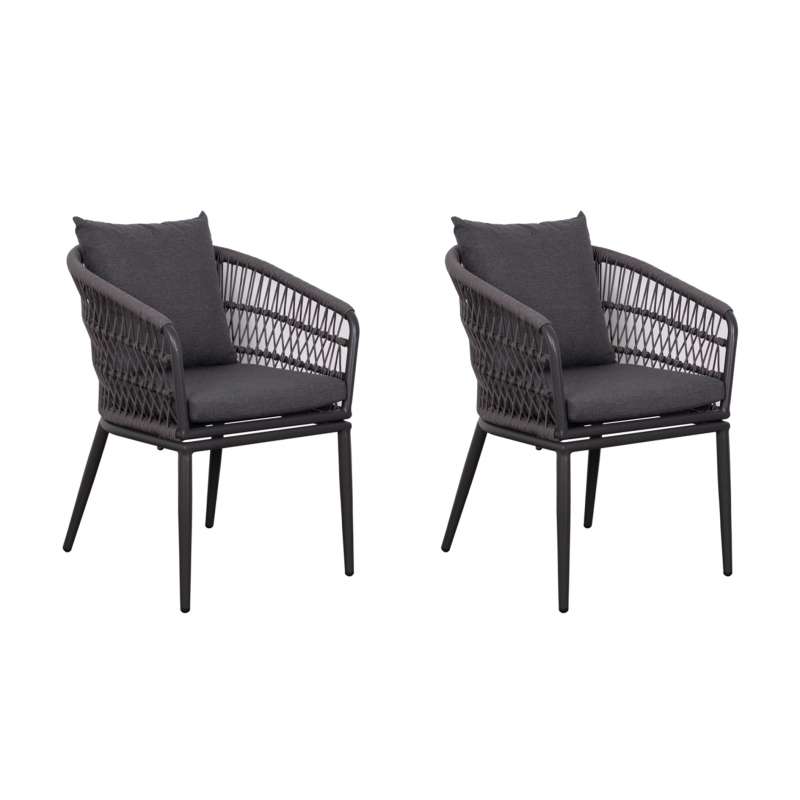 deVries 2x Dining-Sessel "GENUA" 2 Stück, Größe 58 x 63 x 78 cm, anthrazit