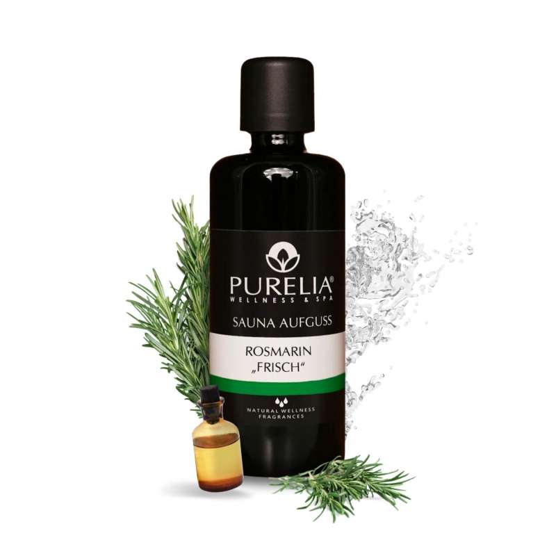 PURELIA Saunaaufguss Konzentrat Rosmarin frisch 100 ml natürlicher Sauna-aufguss - reine ätherische