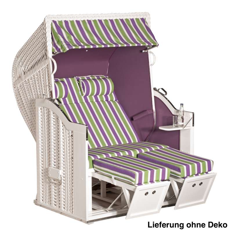 Sonnenpartner Strandkorb Classic 2 Sitzer Halbliegemodell inkl Ausstattung weiß