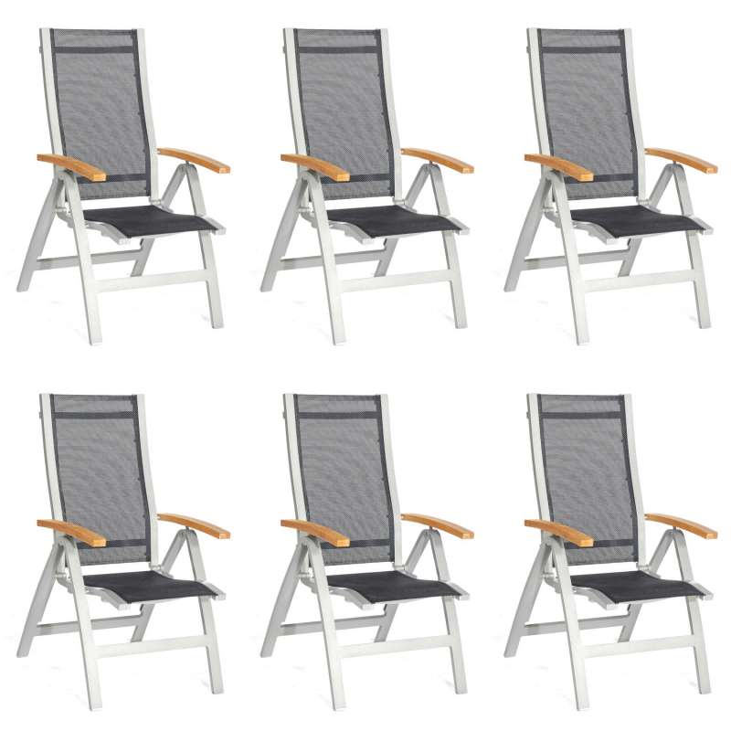Sonnenpartner 6er-Set Klappsessel Florida Aluminium silber/Textilen schwarz Klapp-Sessel Klappstuhl