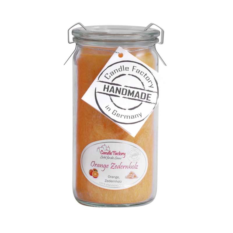 Candle Factory Kerze Mini Jumbo Orange Zedernholz Duftkerze Dekokerze 307-081