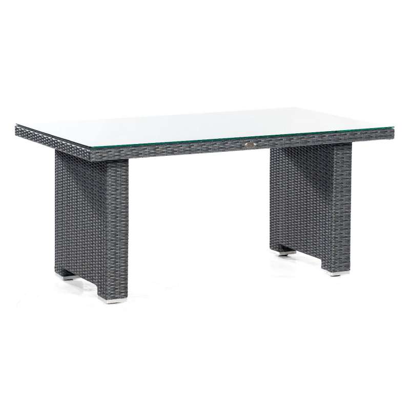 Sonnenpartner Dining-Tisch Residence 140x80 cm Alu/Polyrattan graphit-schwarz Glas