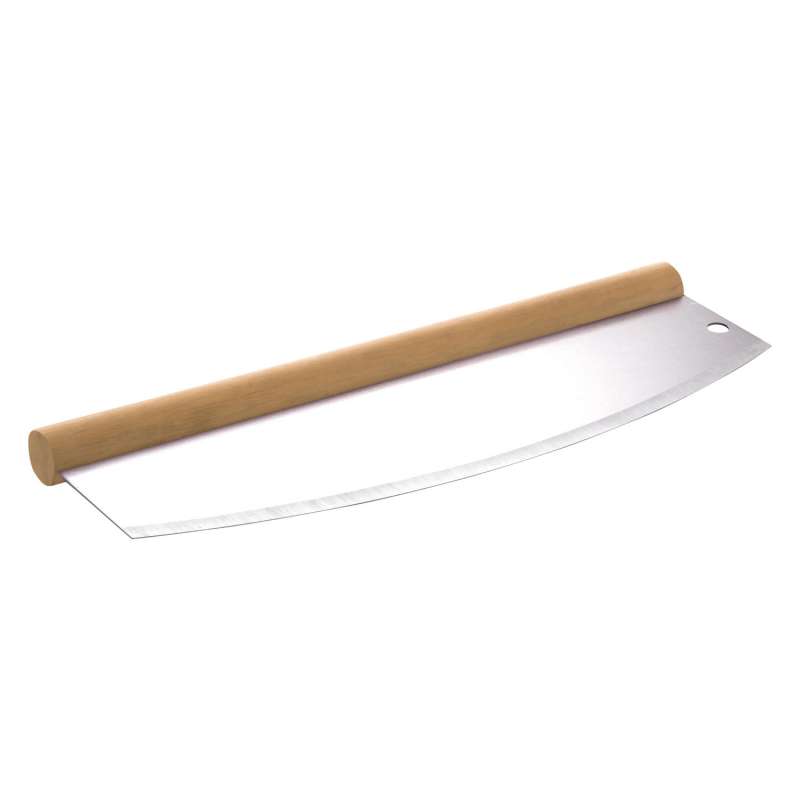 Allgrill Pizzaschneider Edelstahl Wiegemesser mit Holzgriff 35 x 2,5 x 12 cm