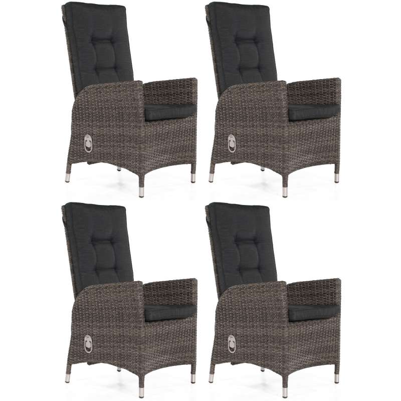 SunnySmart 4er Set Dining-Sessel Para Aluminium mit Kunststoffgeflecht vintage-grau Gartenstuhl