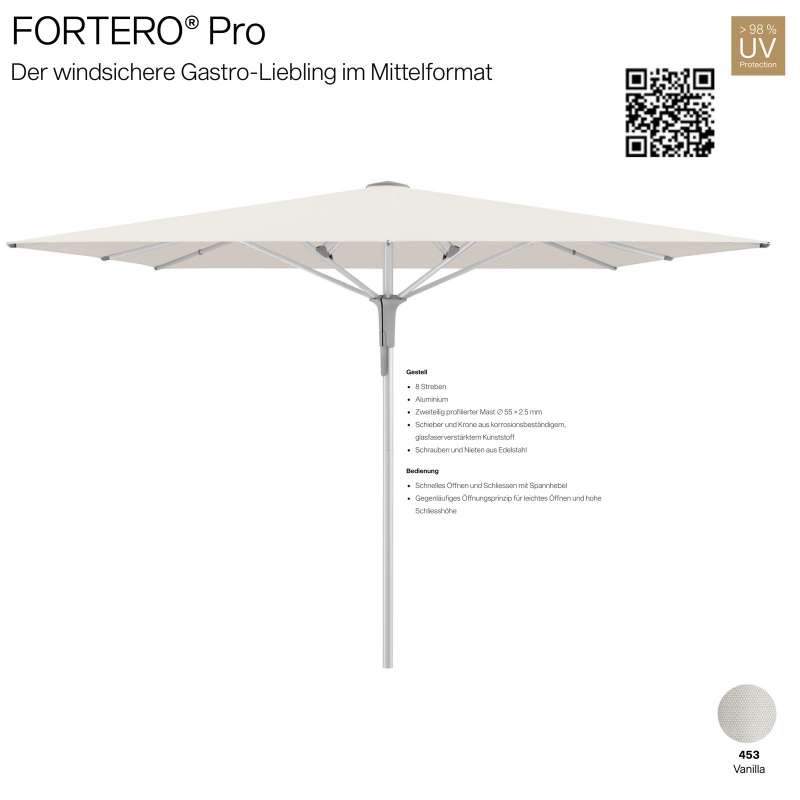 GLATZ Sonnenschirm FORTERO® Pro quadratisch 300 x 300 cm Farbe 453 Vanilla Mittelmastschirm