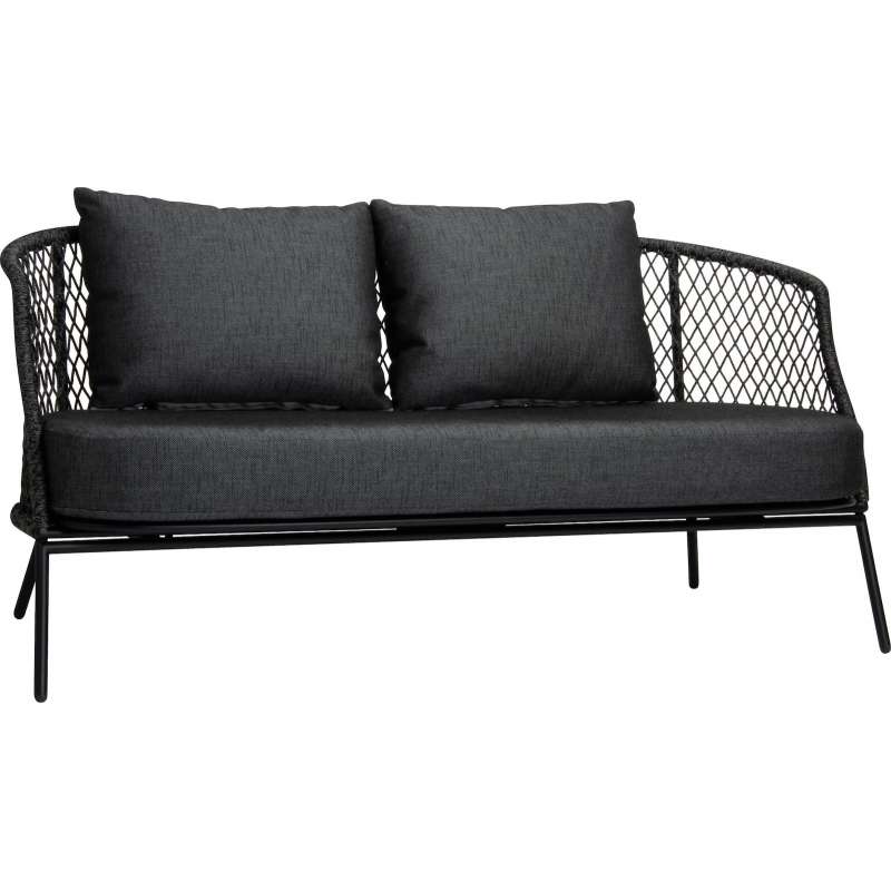 Stern Odea 2-Sitzer Lounge-Sofa Gartensofa Lounge-Bank Gartenbank mit Kissen schwarz