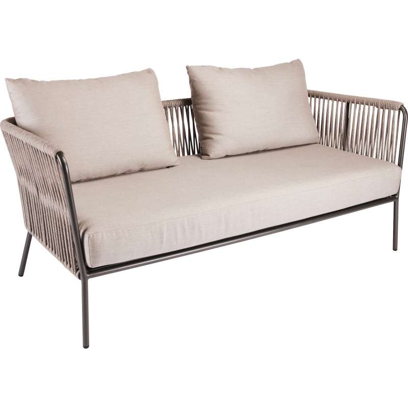 Stern Marla 2-Sitzer Lounge-Sofa Gartensofa Lounge-Bank mit Kissen graubraun