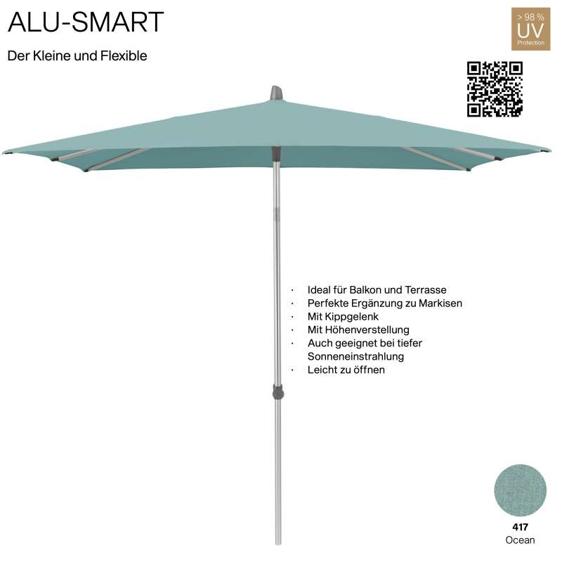 GLATZ Sonnenschirm ALU-SMART 250 x 200 cm Gestell natureloxiert Farbe 417 Ocean