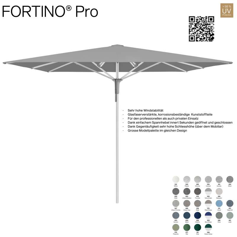 GLATZ Sonnenschirm FORTINO® Pro quadratisch 200 x 200 cm 100 % Polyacryl in 27 Farbvarianten