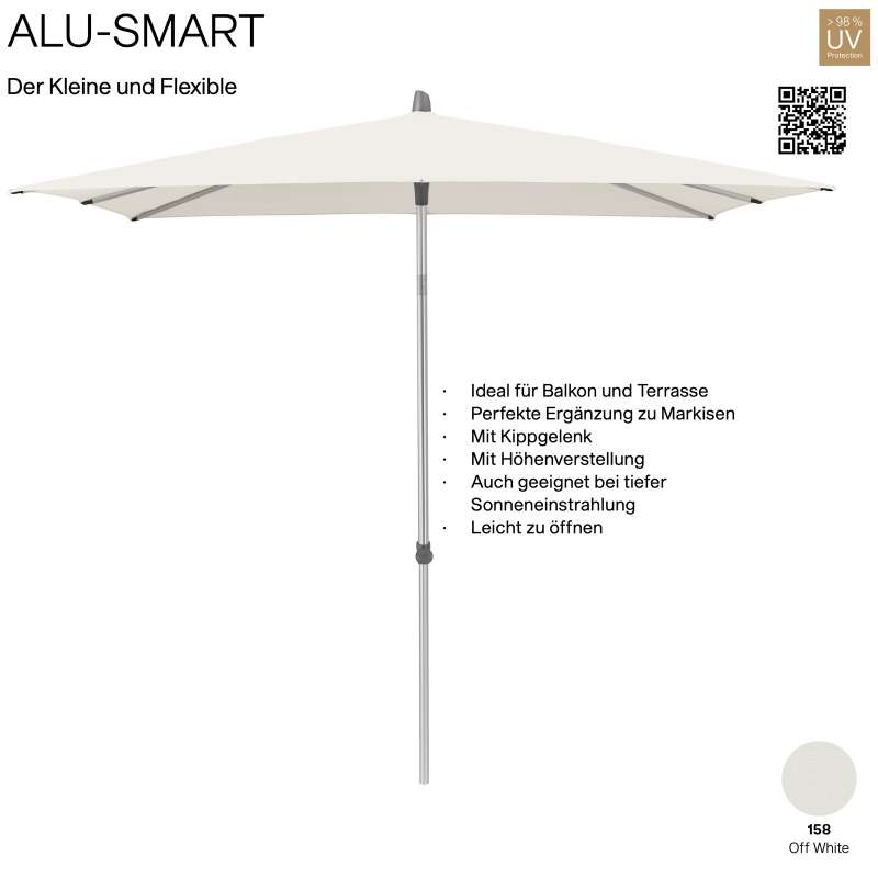 GLATZ Sonnenschirm ALU-SMART quadratisch 240 x 240 cm Gestell natureloxiert Farbe 158 Off White Mitt