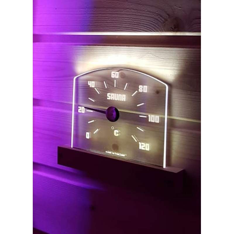 Nikkarien Sauna LED Sauna Thermometer bis 120 °C 29x18,5x2 cm Polycarbonat 46300