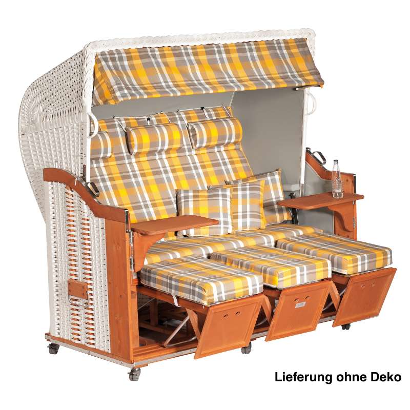 Sonnenpartner Strandkorb Classic 3Sitzer Halbliegemodell inkl. Ausstattung weiß