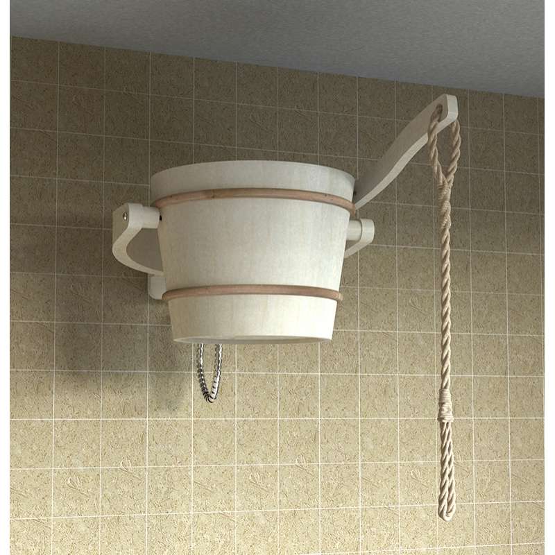 Harvia Schwalldusche 18 Liter Eimer aus Espe mit Seilzug und Wasseranschluss