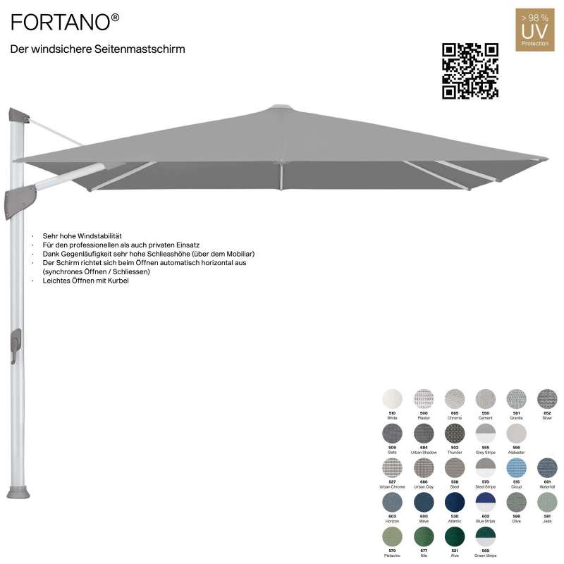 GLATZ Sonnenschirm FORTANO® Ampelschirm 300 x 300 cm 100 % Polyacryl in 27 Farbvarianten