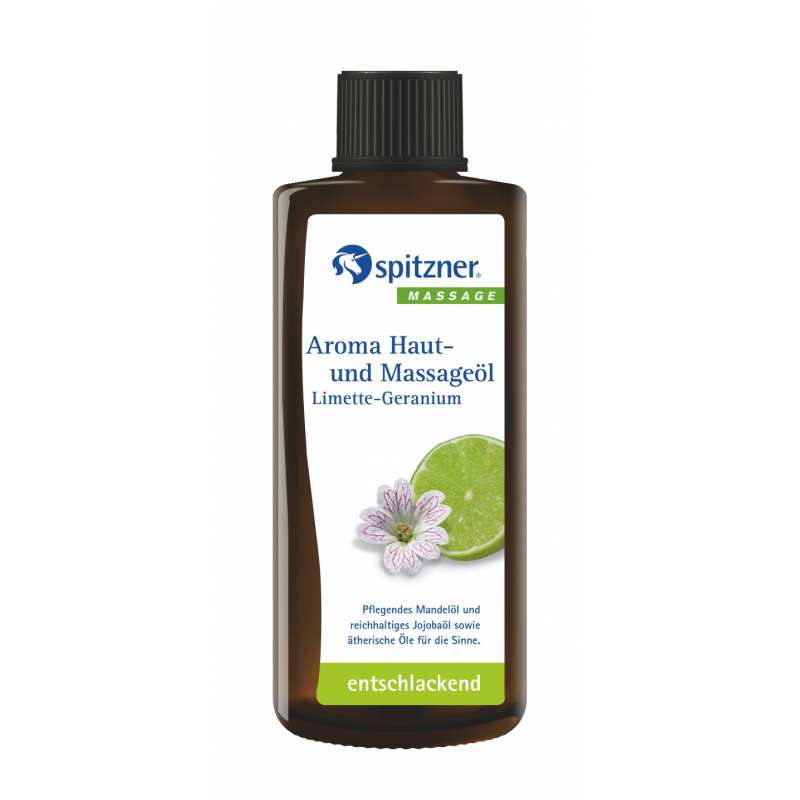 Spitzner Aroma Haut- und Massageöl Limette Geranium 190 ml entschlackendes Massage Öl