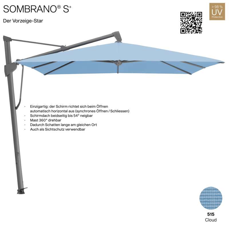GLATZ Ampelschirm SOMBRANO® S+ rechteckig 400 x 300 cm Freiarmschirm Farbe 515 Cloud