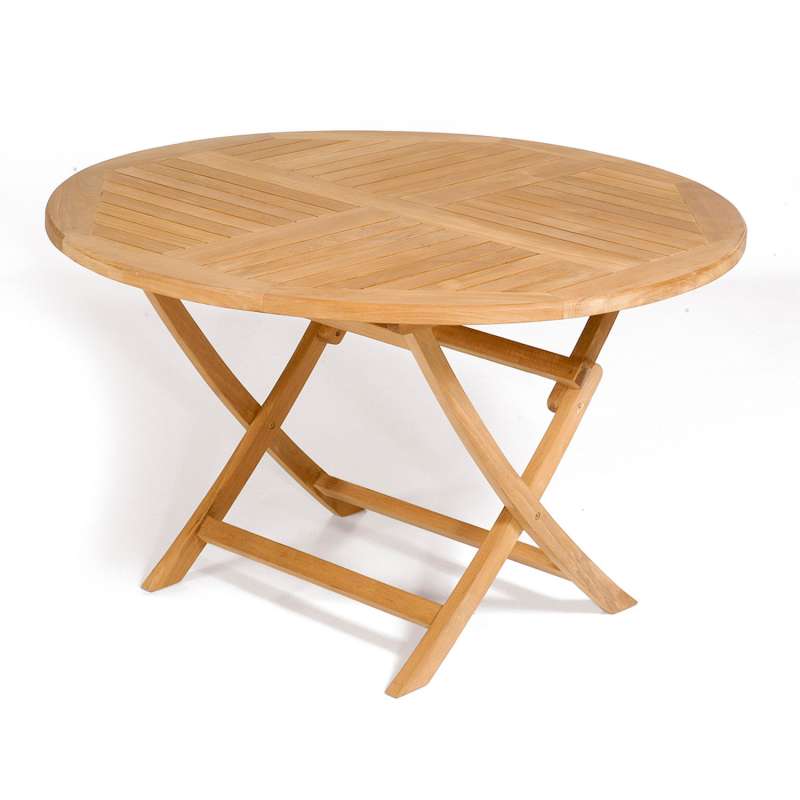 SunnySmart York Teakholz-Klapptisch Balkontisch Gartentisch rund Ø 120 cm natur