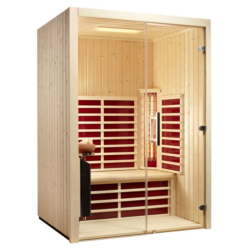Infraworld TrioSol Glas 145 Fichte Infrarotkabine mit Infrarotstrahler 145x112x201,5 cm