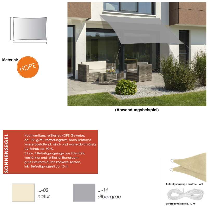 Schneider Schirme Sonnensegel Teneriffa 500 x 360 cm in 2 Farbvarianten Sonnenschutz