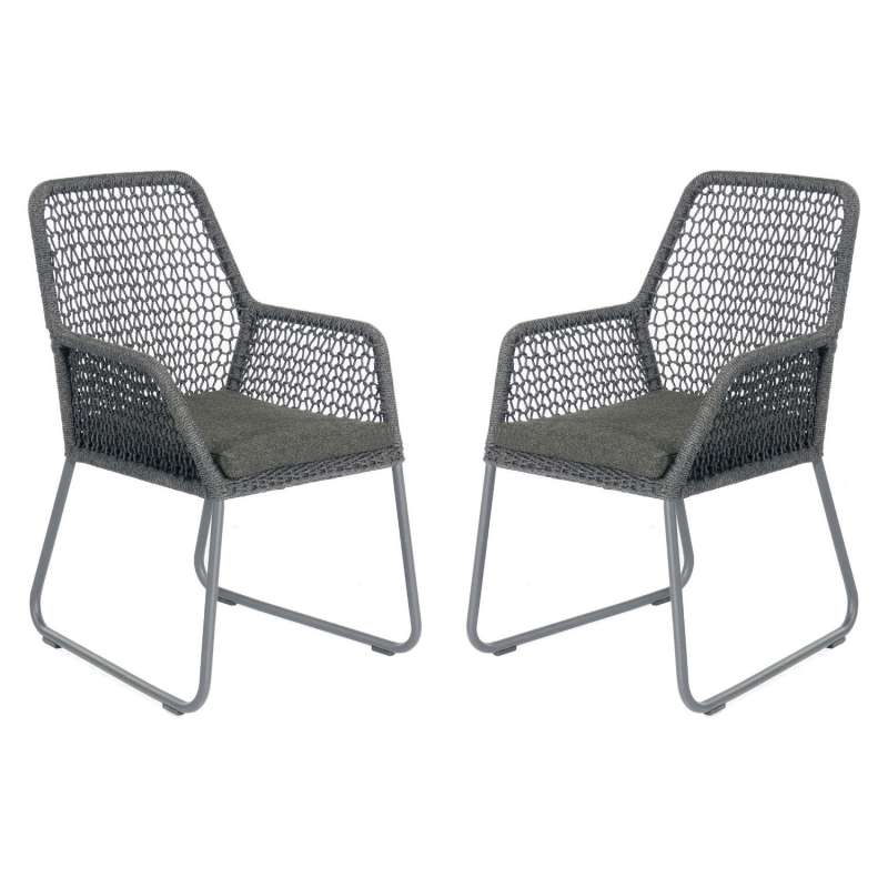 Sonnenpartner 2er-Set Gartensessel Poison Aluminium mit Polyrope dunkelgrau Gartenstuhl Sessel