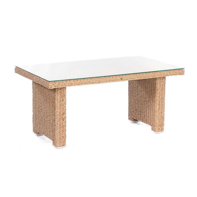 Sonnenpartner Dining-Tisch Residence 140x80 cm Alu/Polyrattan Hyazinthoptik mit Glas