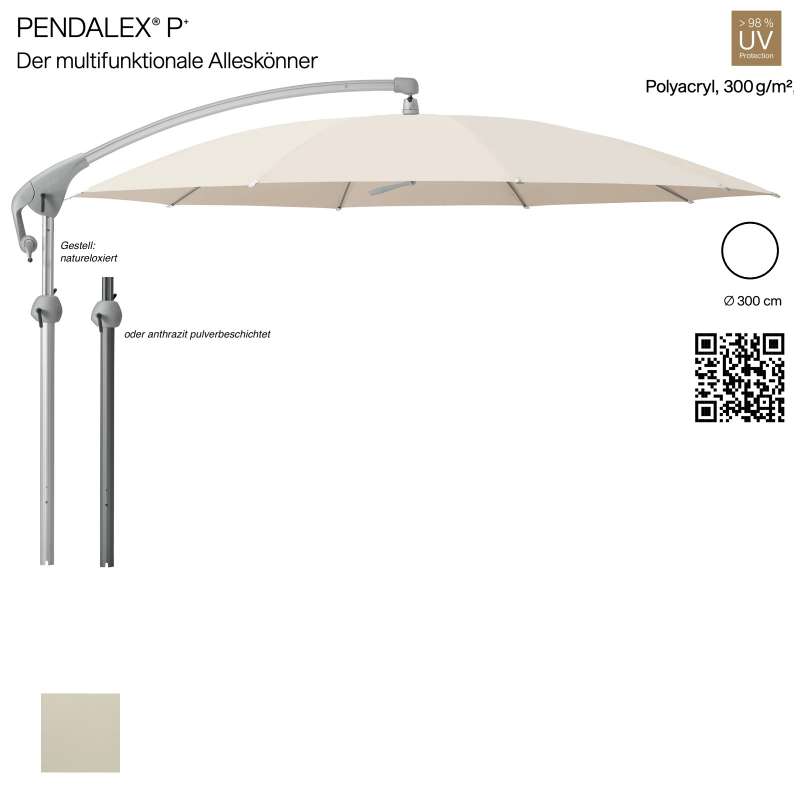 GLATZ Sonnenschirm PENDALEX® P+ rund ø 300 cm Bezug 523 Champagne Stoffklasse 5 Freiarmschirm