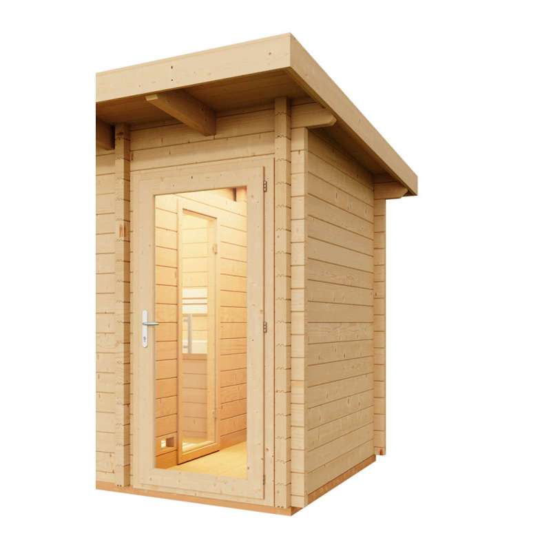 Infraworld Gartensauna Terra 2B Außensauna mit Vorraum Saunahaus 341 x 230 cm